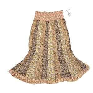 Marrakech anthro Foral Midi Skirt medium Cottagecore farmhouse garden girl trad